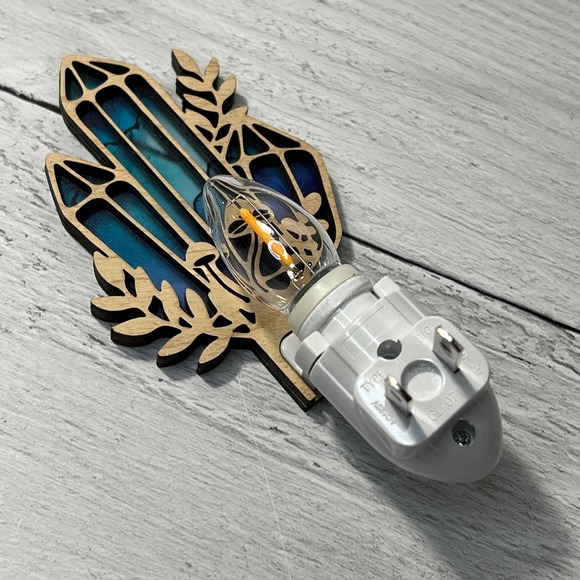 Crystal Mushroom Handmade Night Light Blue Purple Wall Plug-In LED - Picture 4 of 7